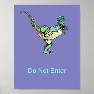 Door Poster Do Not Enter! - Dinosaur