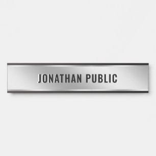 Door Sign Custom Text Elegant Modern Silver Home