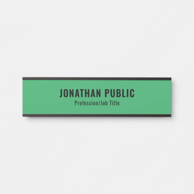Door Sign Elegant Sea Green Template Custom (Front)