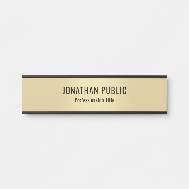 Door Signs Elegant Modern Black Gold Template (Front)