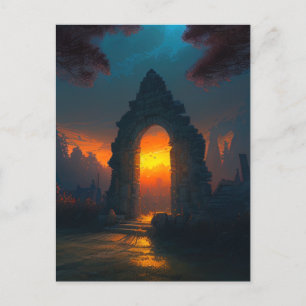 Door to sunset postcard