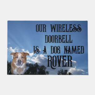 Doorbell is Dog with Name and Photo Sun Rays Doormat