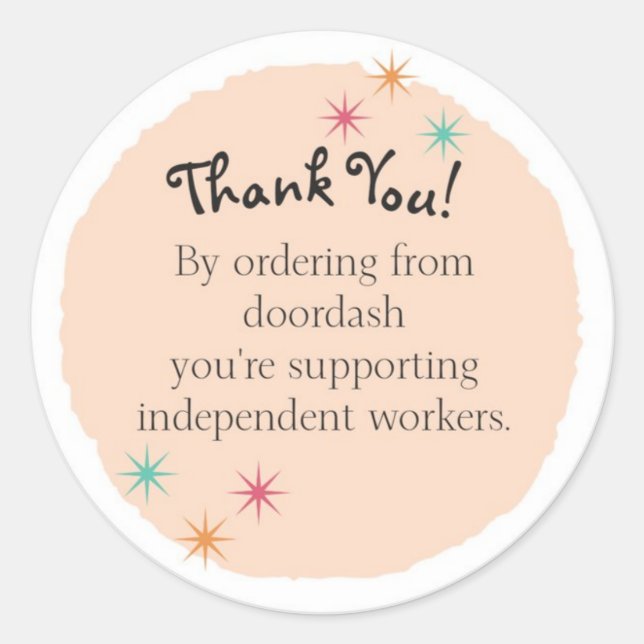 Doordash Thank You Classic Round Sticker (Front)