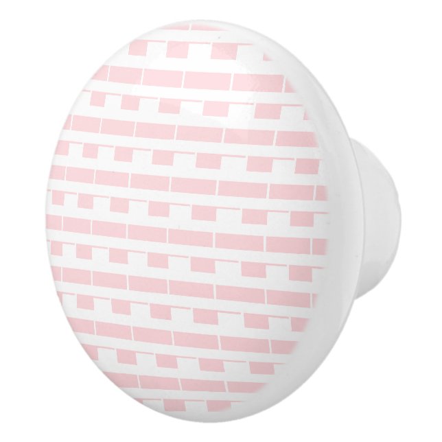 DoorKnob Pink & White Stripe Square Ceramic Knob (Right)