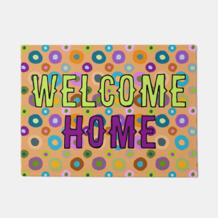 doormat fun colourful welcome home orange