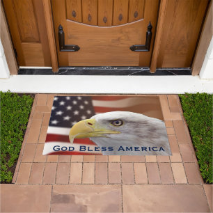 Doormat God Bless America Eagle Flag