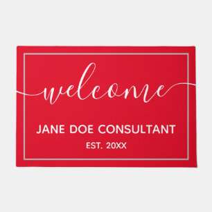 Doormat -Personalized Welcome Red and White