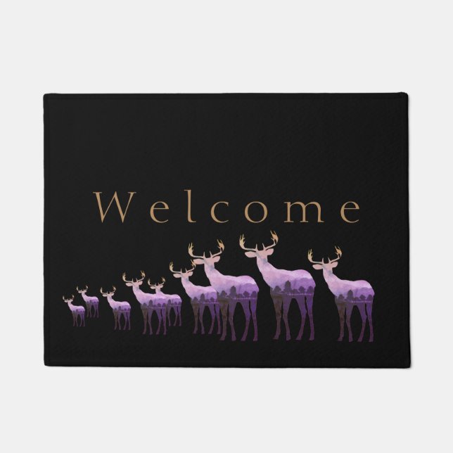 Doormat-Purple Deer/Elk Welcome Doormat (Front)