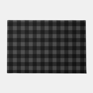 Doormat with Black Grey Check Design
