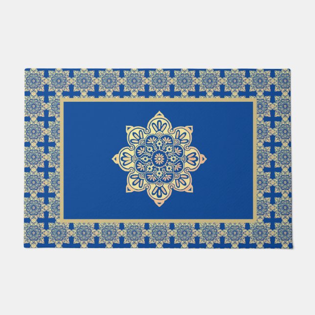  Doormat with blue and gold medallion (Front)