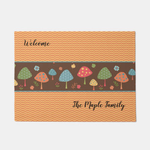 Doormat with Chevron, Mushroom Design