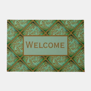 Doormat with foliage in green and tan