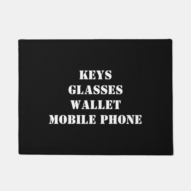 Doormat with keys, glasses, mobile phone, wallet (Front)