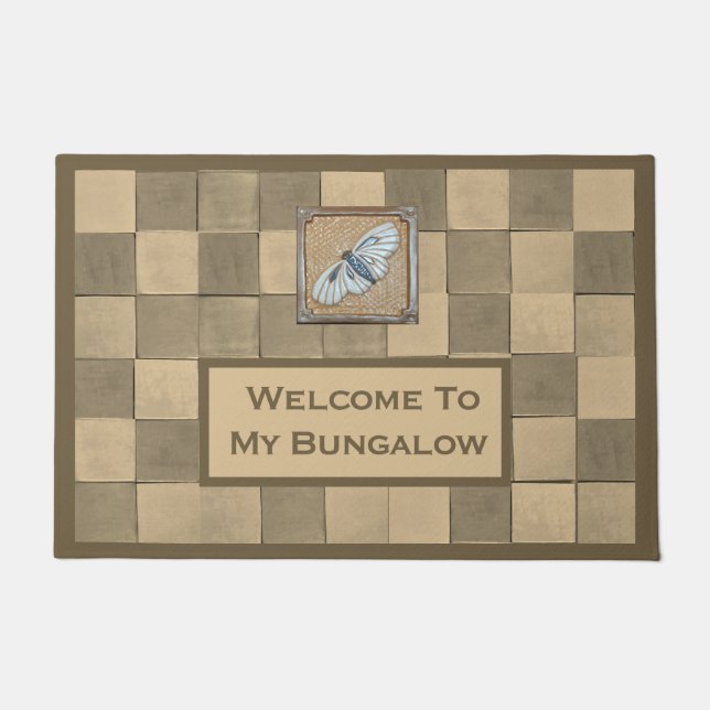 Doormat with Ochre and tan tile (Front)