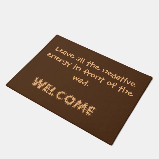 Doormat with welcoming message printed  (Angled)
