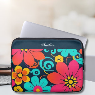 Dopamine Decor– Bright Funky Flowers-Retro Laptop Sleeve