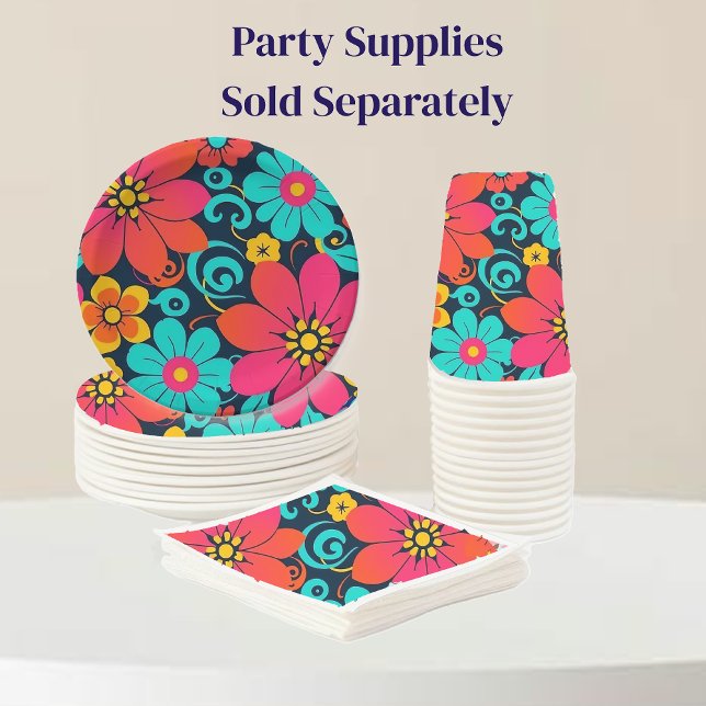 Dopamine Decor– Bright Funky Flowers-Retro Napkin (Dopamine Decor – Bright Funky Flowers-Retro-Party Supplies)