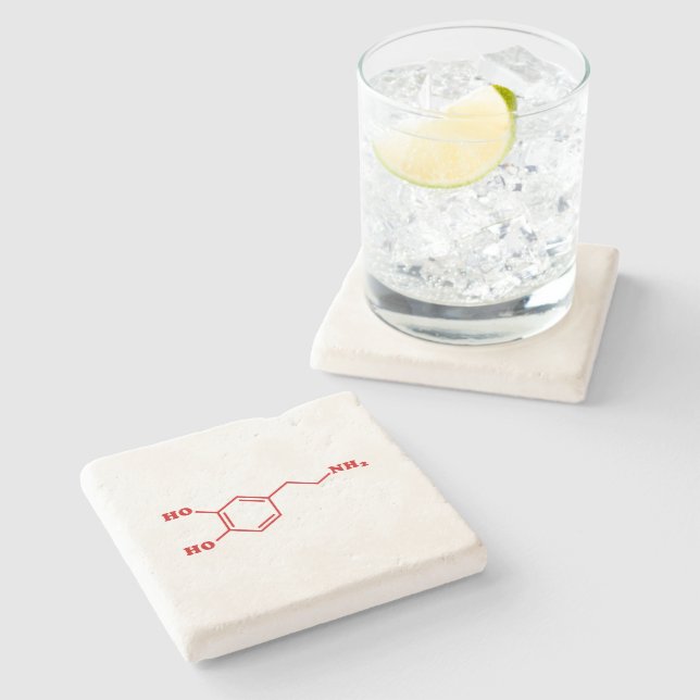 Dopamine Molecular Chemical Formula Stone Coaster (Side)