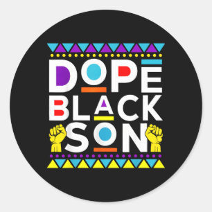 Dope Black Son Afro Pride Family Matching Black Classic Round Sticker