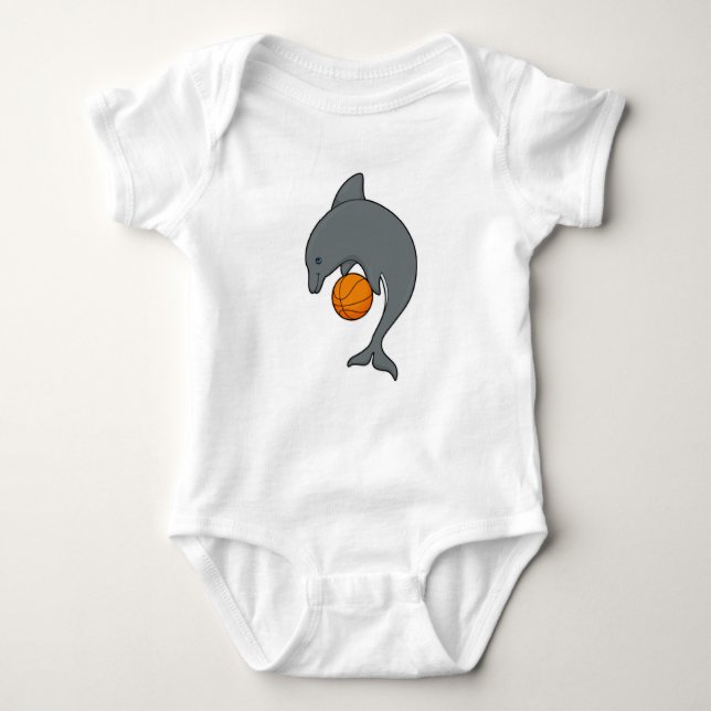 Dophin as Basketball player with Basketball Baby Bodysuit (Front)