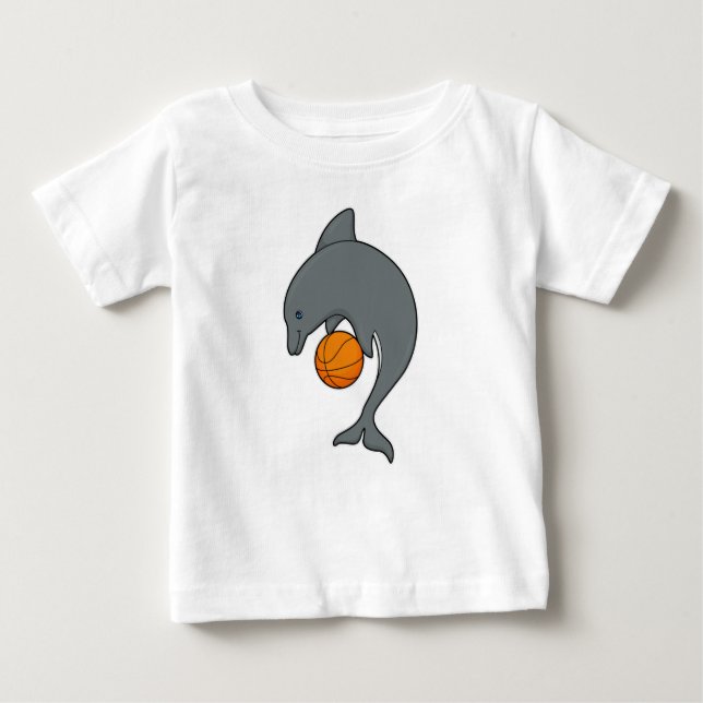Dophin as Basketball player with Basketball Baby T-Shirt (Front)