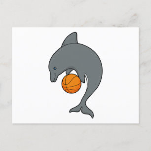 Dophin as Basketball player with Basketball Postcard