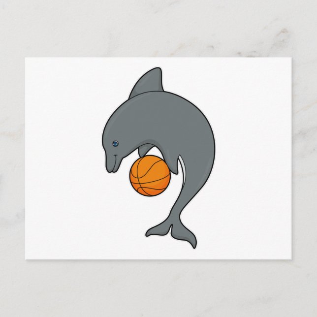 Dophin as Basketball player with Basketball Postcard (Front)