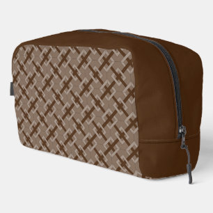 Dopp Kitt - Interwoven Diamonds in Brown Dopp Kit