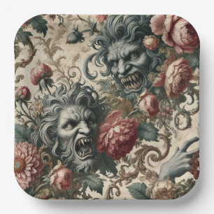 Doppelganger Malevolence – Gothic Floral Paper Plate