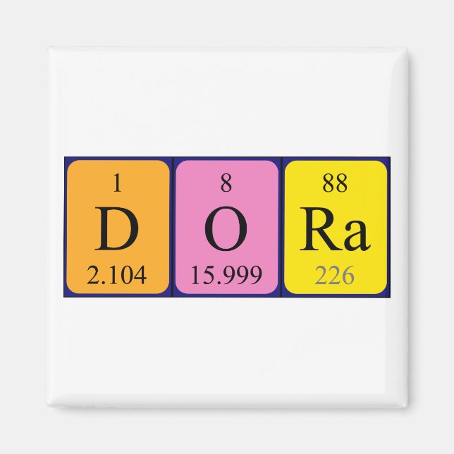 Dora periodic table name magnet (Front)