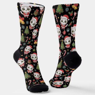 dorable Kitten And Christmas Icons Pattern Holiday Socks