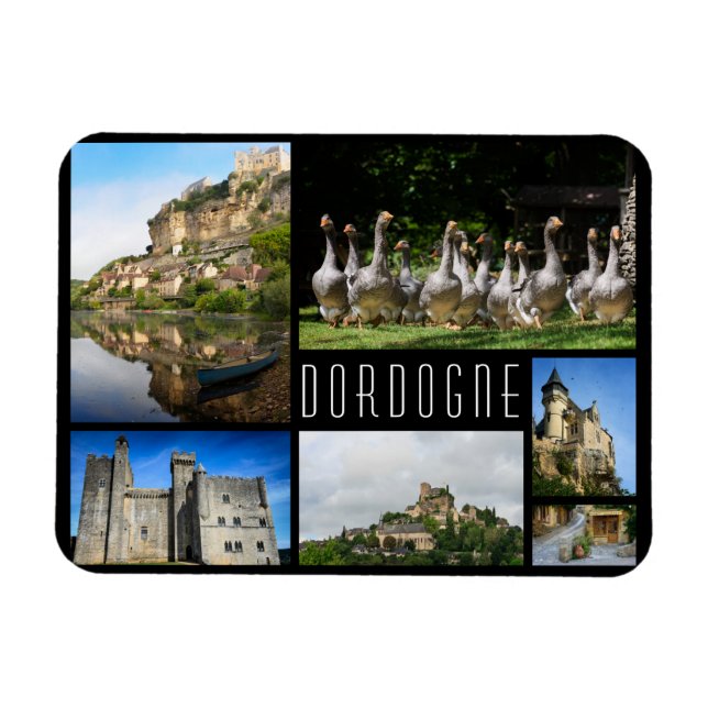 Dordogne landscapes collage travel photo magnet (Horizontal)