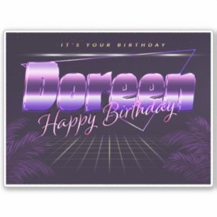 Doreen Name Vorname lila retro Sticker Geburtstag