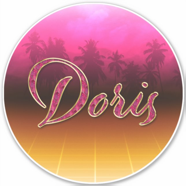 Doris first name name golden pink sticker decals (Front)