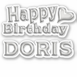 Doris Happy Birthday silver Sticker