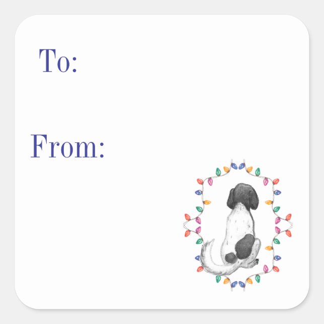 Doris the Dog Holiday Gift Sticker (Front)