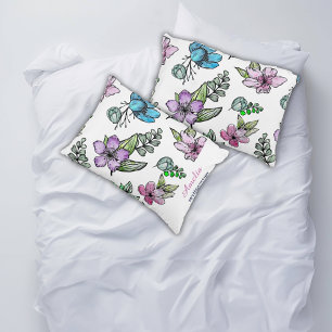 Dorm Essentials Watercolor Flowers Personalise Decorative Cushion