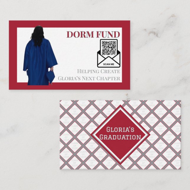 Dorm Fund Graduation QR Code Insert | Red (Front/Back)