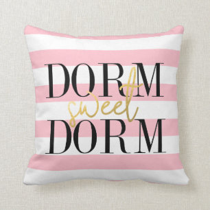 Dorm Sweet Dorm Bubblegum Pink Stripes Cushion