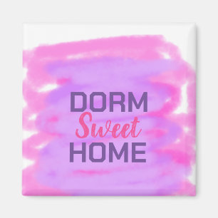 Dorm sweet dorm pink purple watercolor text magnet