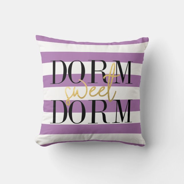 Dorm Sweet Dorm | Purple Stripes Cushion (Front)