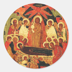 Dormition of the Mother of God orthodox icon  Classic Round Sticker