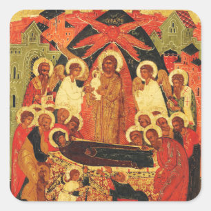 Dormition of the Mother of God orthodox icon  Square Sticker