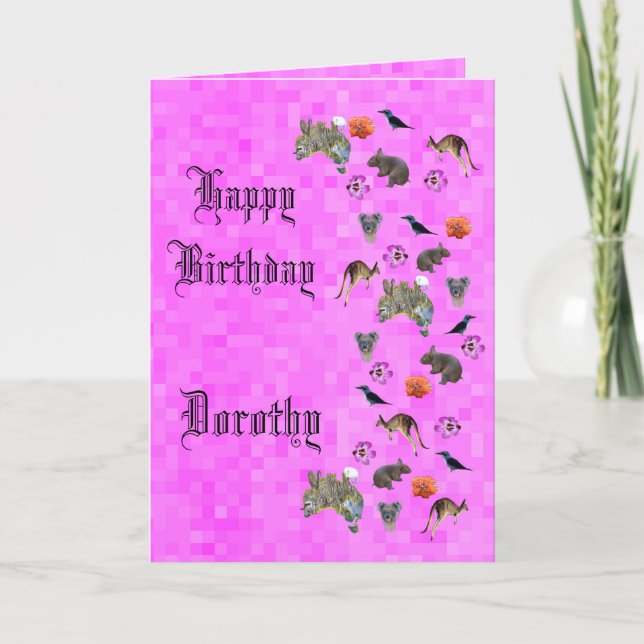 Dorothy, Happy Birthday Aussie Theme Birthday Card (Front)