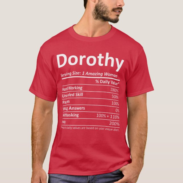 Dorothy Nutrition Personalized Name Funny funny T-Shirt (Front)