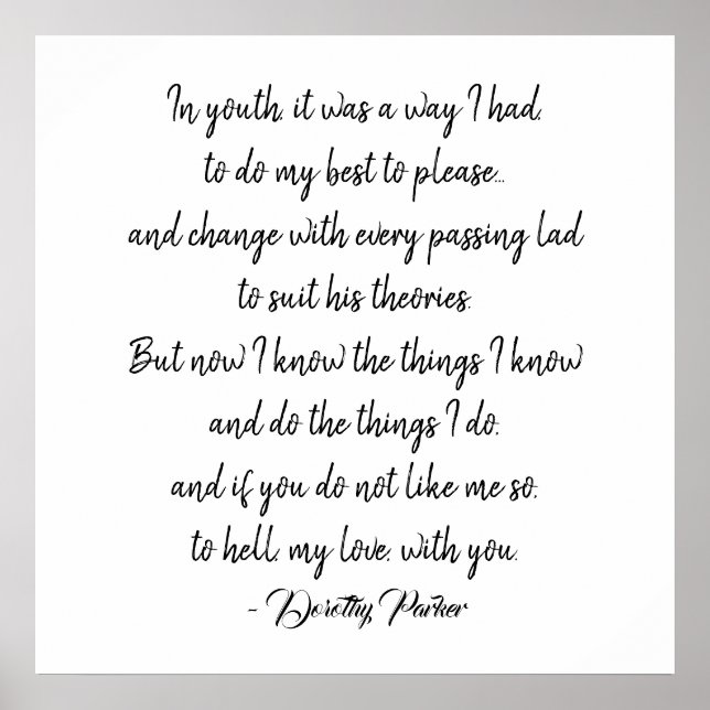 Dorothy Parker Quotation Poster (Front)