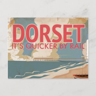 Dorset, England Vintage locomotive Travel Poster Postcard