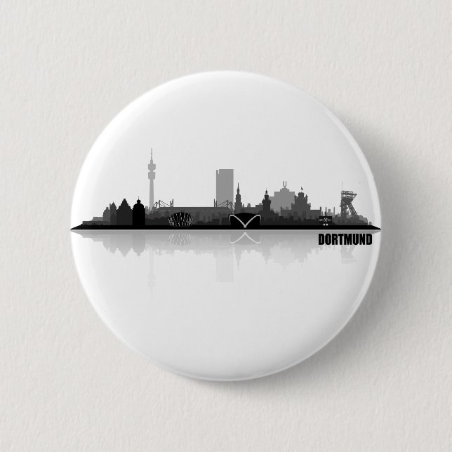 Dortmund City Skyline 6 Cm Round Badge (Front)