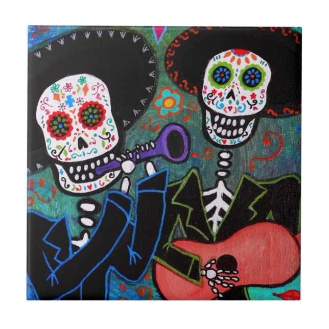 Dos Amigos Dia de los Muertos Tile (Front)