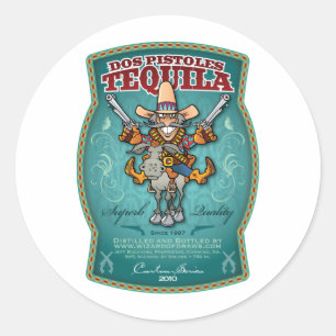 Dos Pistoles Tequila Classic Round Sticker